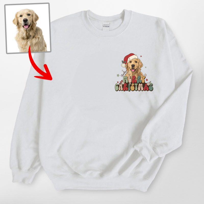 Xmas Custom Dog Portrait Gildan Sweatshirt, Lovely Gifts For Dog Lovers - Pawarts