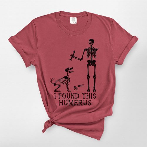 Funny Humerus Comfort Colors T-shirt for Dog Lovers – Skeleton Halloween Vibes - Pawarts