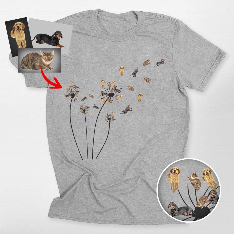 Custom Dandelion Dog Flower Bella Canvas T-Shirt – Funny Gift for Dog Lovers - Pawarts