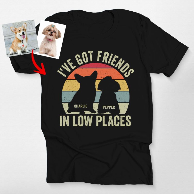 Custom Dog Silhouette Bella Canvas T-Shirt - I've Got Friends In Low Places - Pawarts