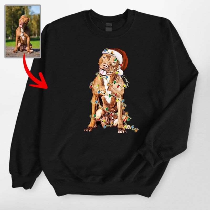 Dog With Christmas Lights Gildan Sweatshirt – Special Gifts for Dog Lovers - Pawarts