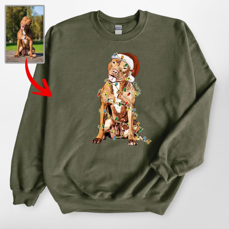 Dog With Christmas Lights Gildan Sweatshirt – Special Gifts for Dog Lovers - Pawarts