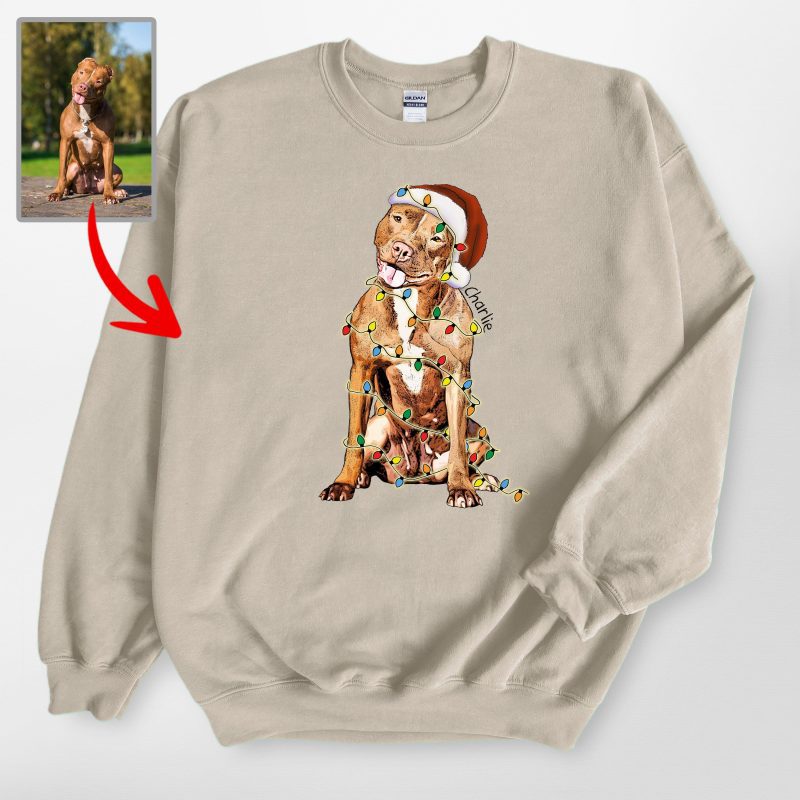 Dog With Christmas Lights Gildan Sweatshirt – Special Gifts for Dog Lovers - Pawarts