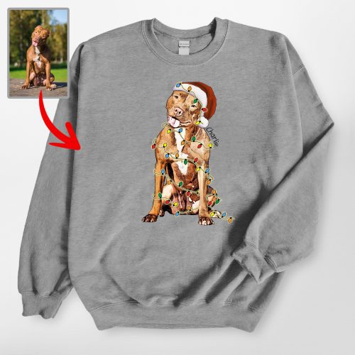 Dog With Christmas Lights Gildan Sweatshirt – Special Gifts for Dog Lovers - Pawarts