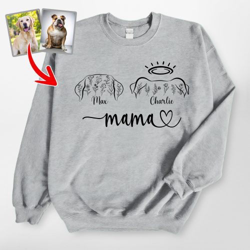 Custom Dog Ear Sweatshirt with Wildflowers – A Symbol of Love and Memory - Pawarts