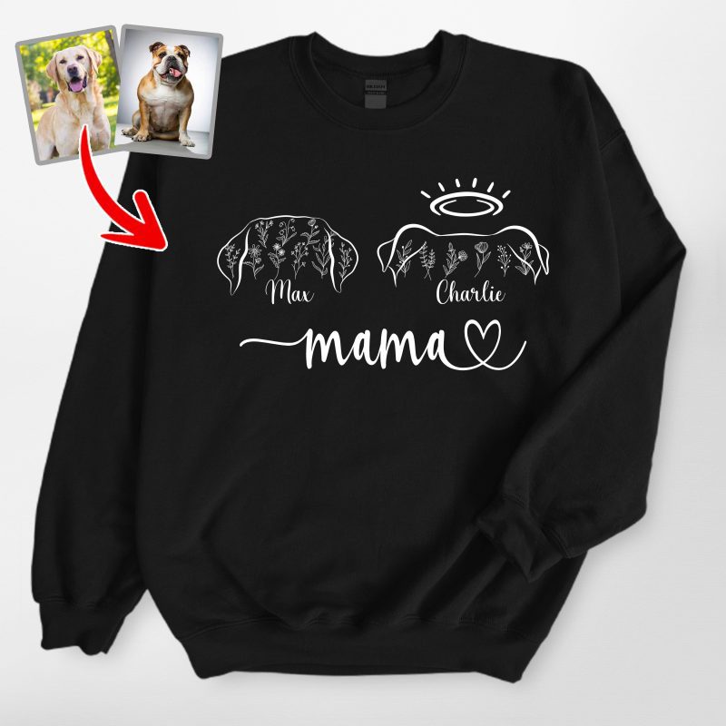 Custom Dog Ear Sweatshirt with Wildflowers – A Symbol of Love and Memory - Pawarts