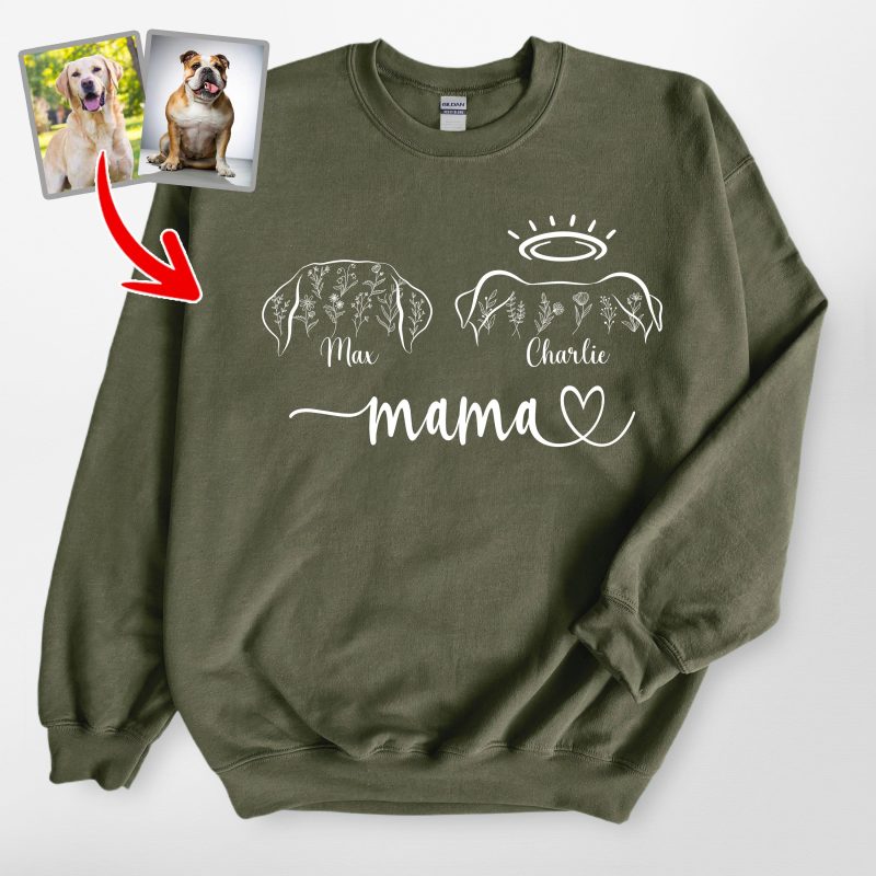 Custom Dog Ear Sweatshirt with Wildflowers – A Symbol of Love and Memory - Pawarts