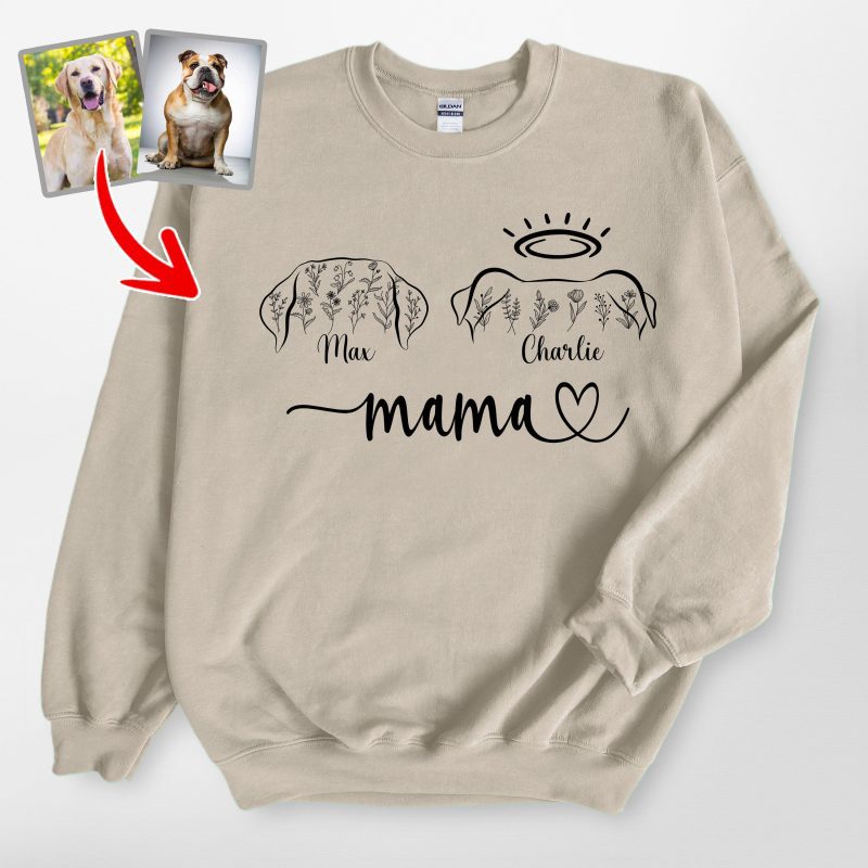 Custom Dog Ear Sweatshirt with Wildflowers – A Symbol of Love and Memory - Pawarts