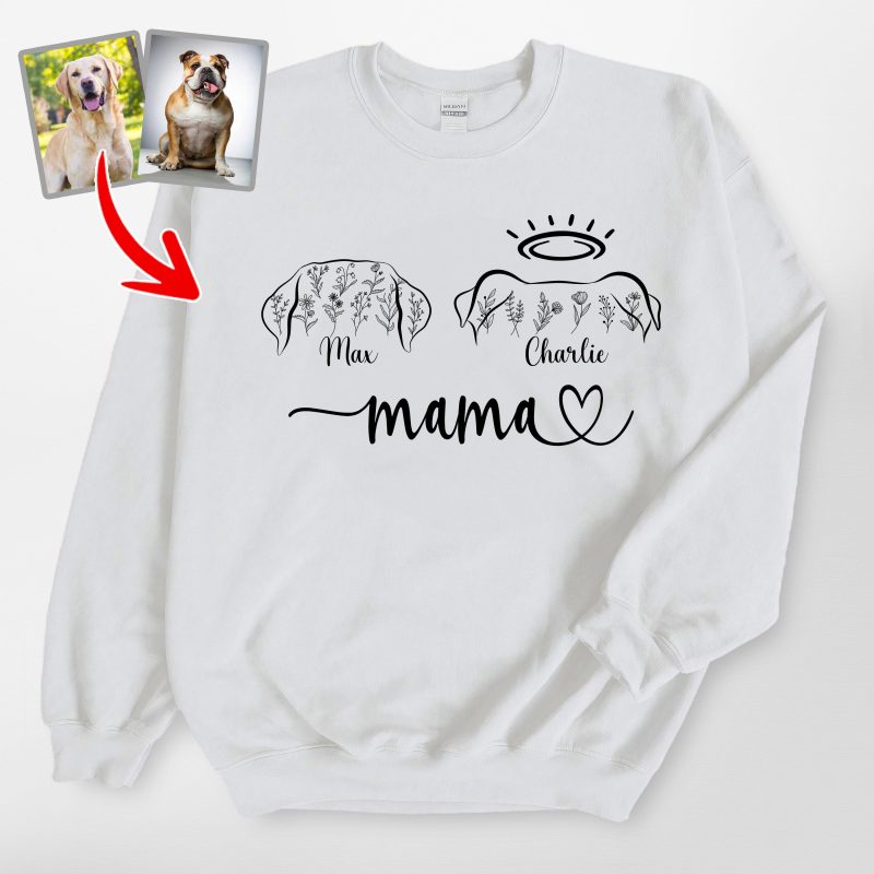 Custom Dog Ear Sweatshirt with Wildflowers – A Symbol of Love and Memory - Pawarts