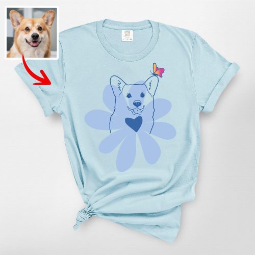 Floral Dog Line Art Shirt, Comfort Colors Tee, Cute Gift for Her - Pawarts