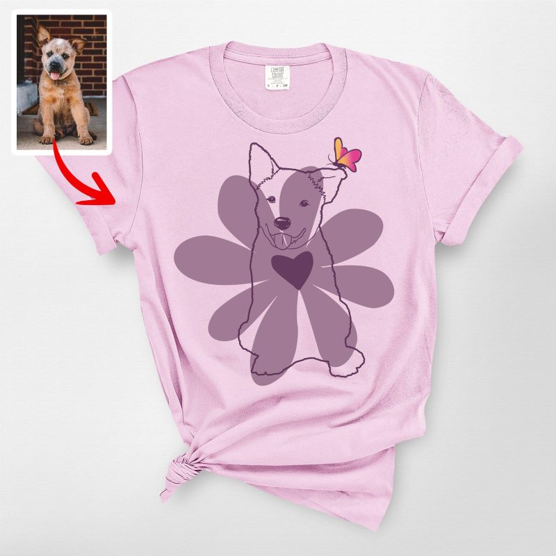 Floral Dog Line Art Shirt, Comfort Colors Tee, Cute Gift for Her - Pawarts