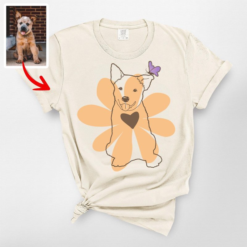 Floral Dog Line Art Shirt, Comfort Colors Tee, Cute Gift for Her - Pawarts