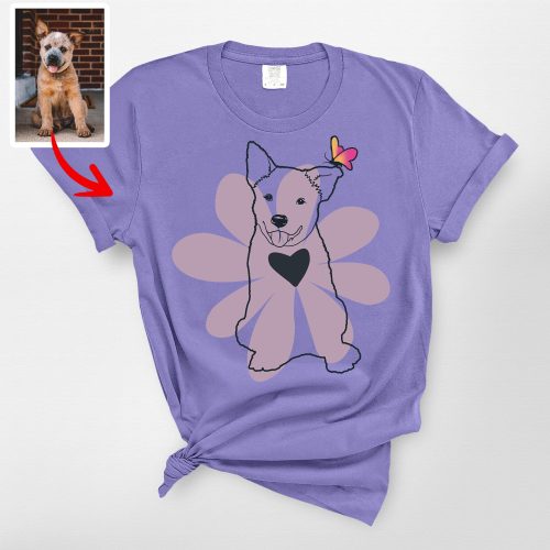 Floral Dog Line Art Shirt, Comfort Colors Tee, Cute Gift for Her - Pawarts