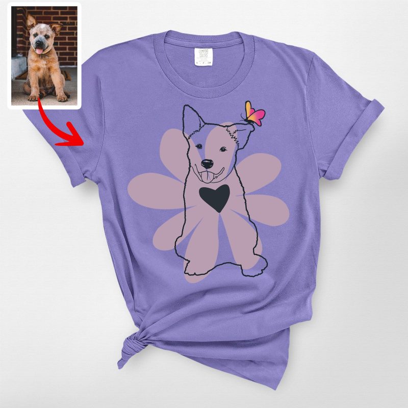 Floral Dog Line Art Shirt, Comfort Colors Tee, Cute Gift for Her - Pawarts