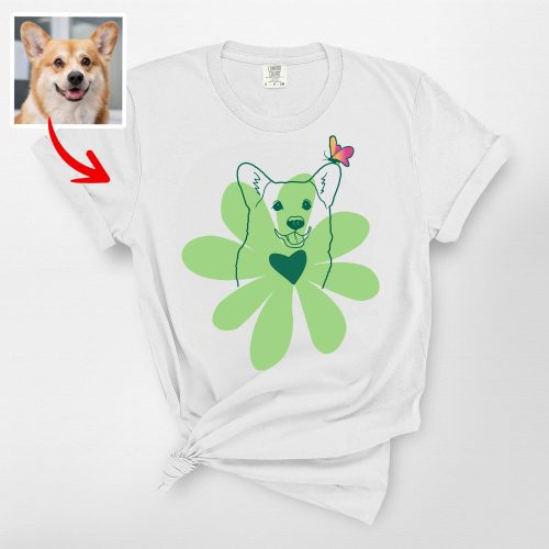 Floral Dog Line Art Shirt, Comfort Colors Tee, Cute Gift for Her - Pawarts