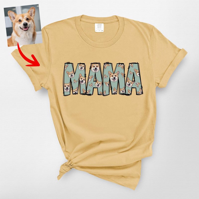 Dog Mama Comfort Color Shirt, Custom Dog Faces Graphic Tee - Pawarts