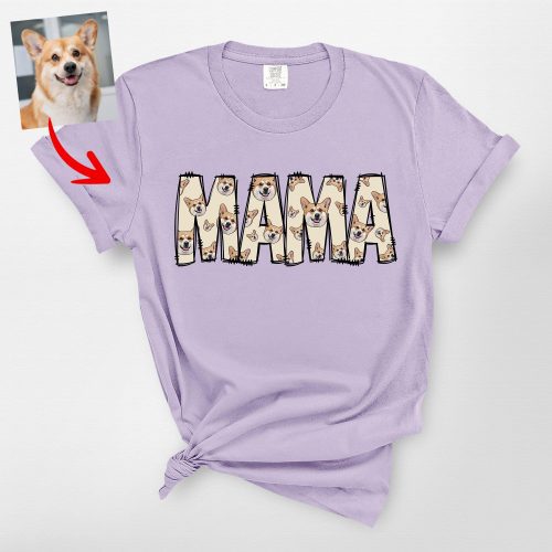 Dog Mama Comfort Color Shirt, Custom Dog Faces Graphic Tee - Pawarts