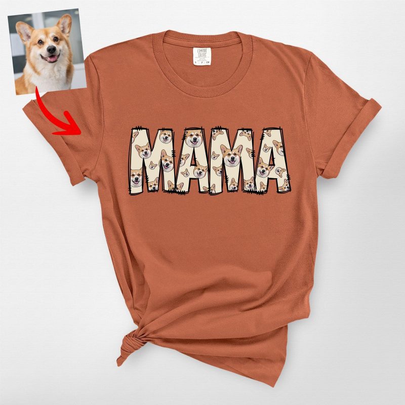 Dog Mama Comfort Color Shirt, Custom Dog Faces Graphic Tee - Pawarts