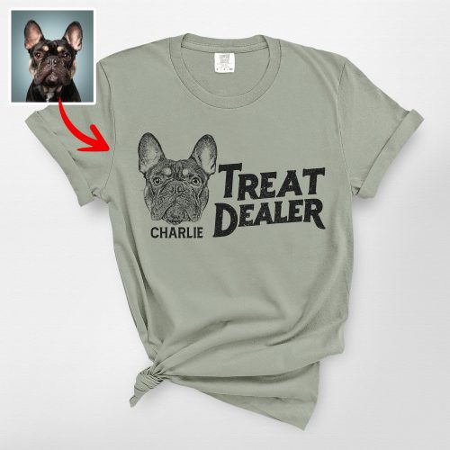 Treat Dealer Custom Dog Portrait Comfort Color Shirt – Funny Gift for Dog Lovers - Pawarts