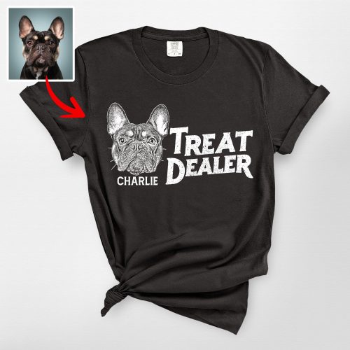 Treat Dealer Custom Dog Portrait Comfort Color Shirt – Funny Gift for Dog Lovers - Pawarts