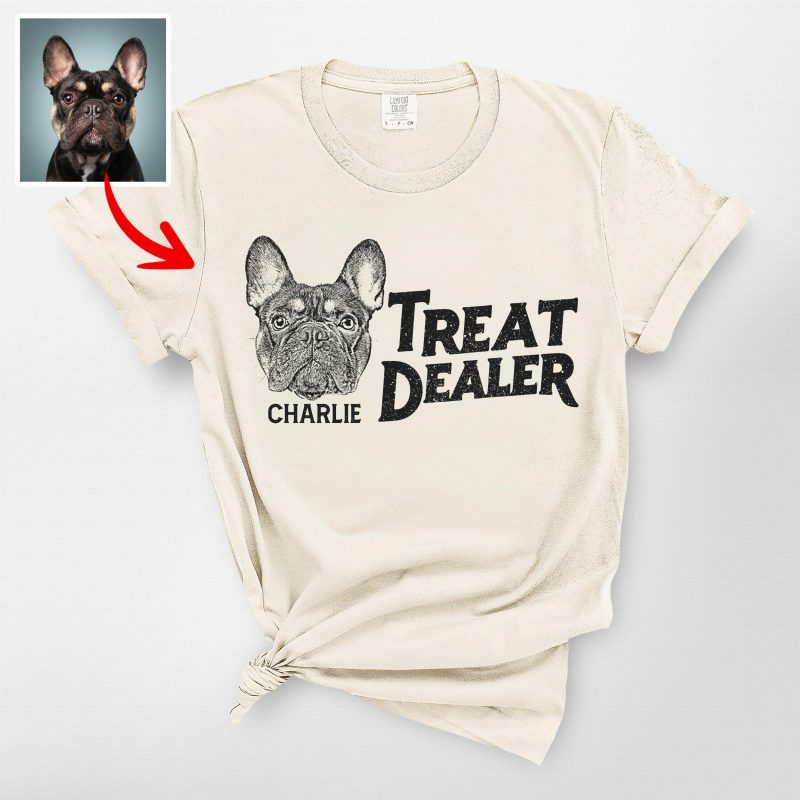 Treat Dealer Custom Dog Portrait Comfort Color Shirt – Funny Gift for Dog Lovers - Pawarts