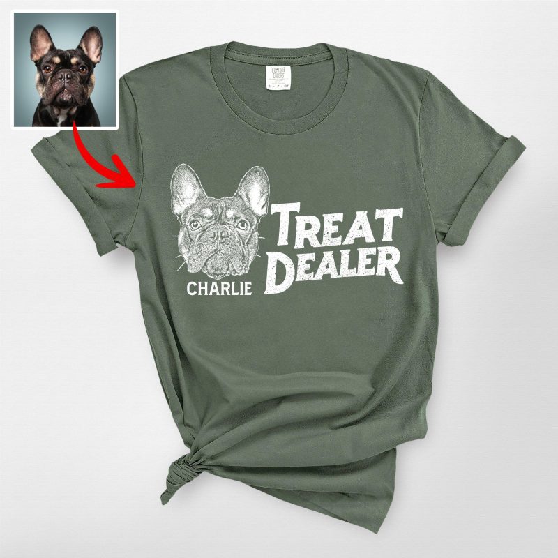 Treat Dealer Custom Dog Portrait Comfort Color Shirt – Funny Gift for Dog Lovers - Pawarts