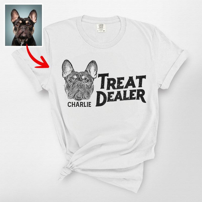 Treat Dealer Custom Dog Portrait Comfort Color Shirt – Funny Gift for Dog Lovers - Pawarts