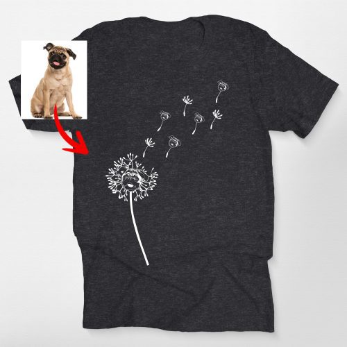 Custom Dog Portrait Bella Canvas Shirt – Personalized Dog with Dandelion Scene - Pawarts