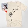 Custom Dog Portrait Bella Canvas Shirt – Personalized Dog with Dandelion Scene - Pawarts