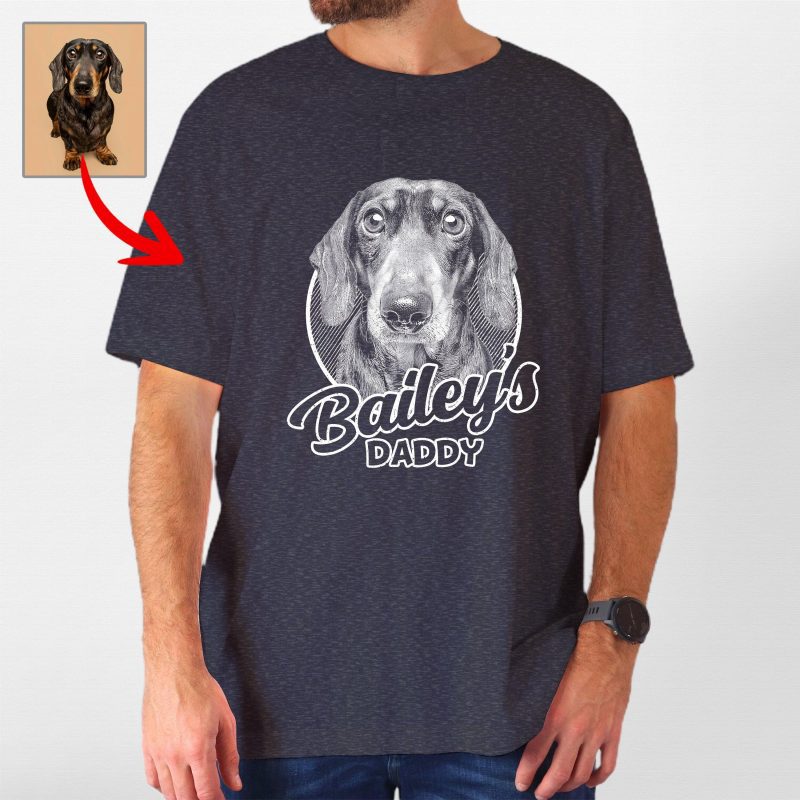 Custom Hand-Drawn Dog Sketch Bella Canvas Shirt with Dog's Name for Dog Dads - Pawarts