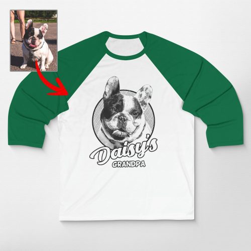 Custom Dog Sketch Unisex 3/4 Sleeve Baseball Tee, Gift for Dog Moms & Dog Dads - Pawarts