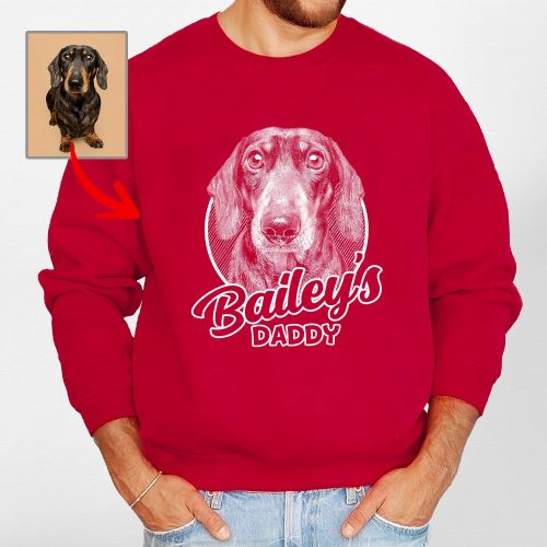 Custom Dog Sketch Portraits Crewneck Sweatshirt For Dog Dad - Pawarts