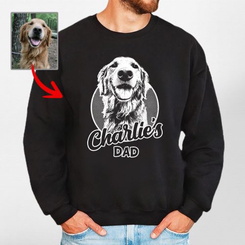 Custom Dog Sketch Portraits Crewneck Sweatshirt For Dog Dad - Pawarts