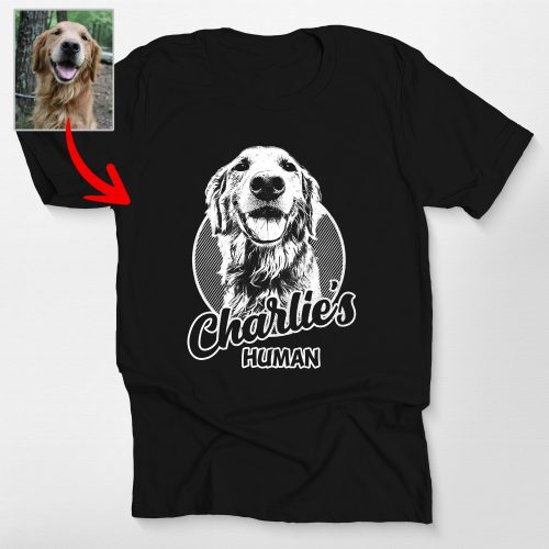 Proud Dog Lover Bella Canvas Shirt - Custom Dog Painting in Pencil Style - Pawarts