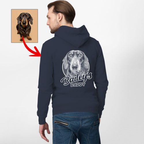 Personalized Dog Portrait Zip Up Hoodie, Special Gifts For Dog Dads - Pawarts