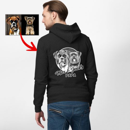 Personalized Dog Portrait Zip Up Hoodie, Special Gifts For Dog Dads - Pawarts