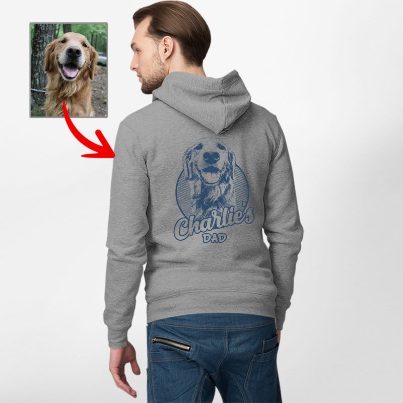 Personalized Dog Portrait Zip Up Hoodie, Special Gifts For Dog Dads - Pawarts