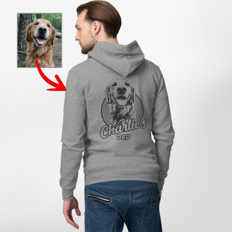 Personalized Dog Portrait Zip Up Hoodie, Special Gifts For Dog Dads - Pawarts