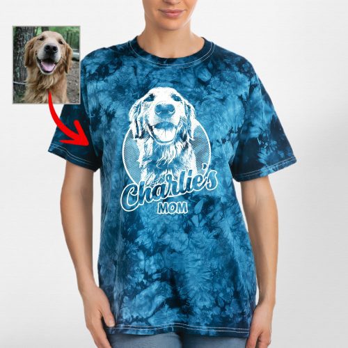 Custom Sketch Dog Portrait Tie-Dye Tee, Gifts For Dog Moms and Dads - Pawarts