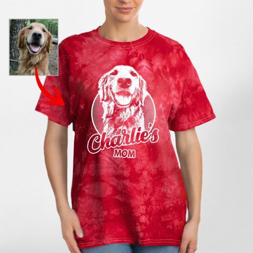 Custom Sketch Dog Portrait Tie-Dye Tee, Gifts For Dog Moms and Dads - Pawarts