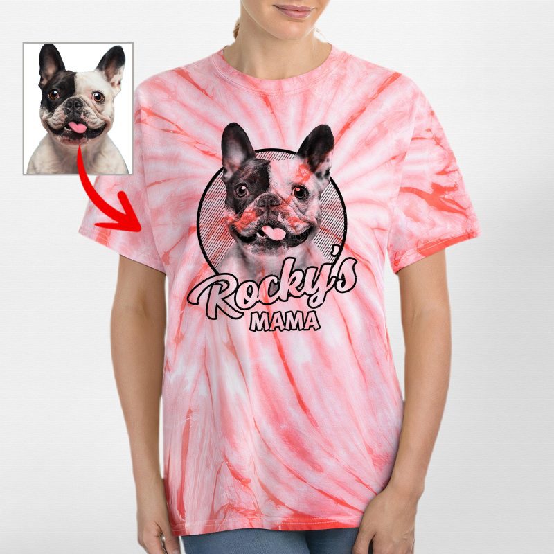 Custom Sketch Dog Portrait Tie-Dye Tee, Gifts For Dog Moms and Dads - Pawarts