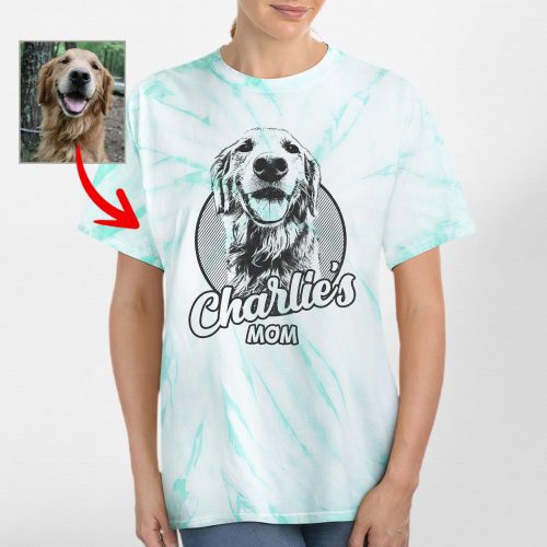 Custom Sketch Dog Portrait Tie-Dye Tee, Gifts For Dog Moms and Dads - Pawarts