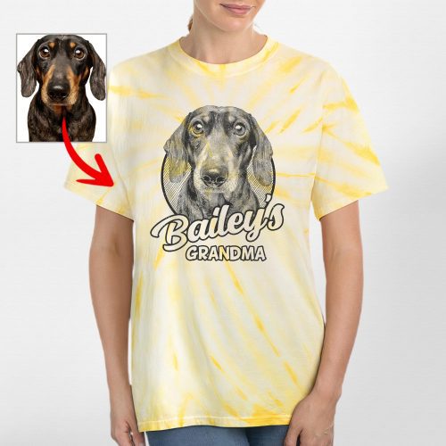 Custom Sketch Dog Portrait Tie-Dye Tee, Gifts For Dog Moms and Dads - Pawarts