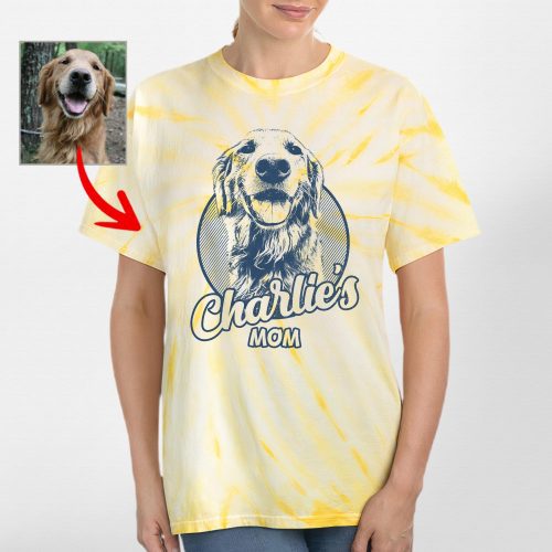 Custom Sketch Dog Portrait Tie-Dye Tee, Gifts For Dog Moms and Dads - Pawarts