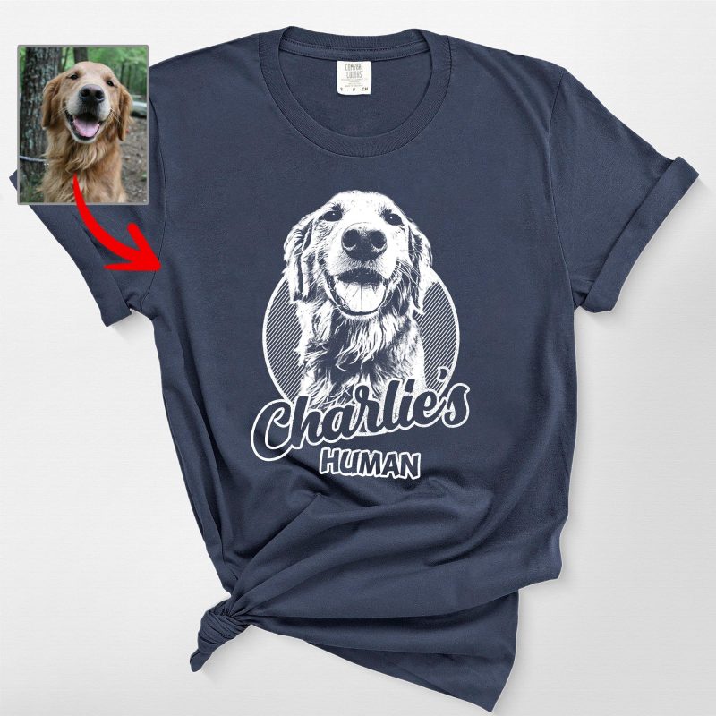 Sketch Style Comfort Colors T-Shirt with Custom Dog Photo for Dog Lovers - Pawarts