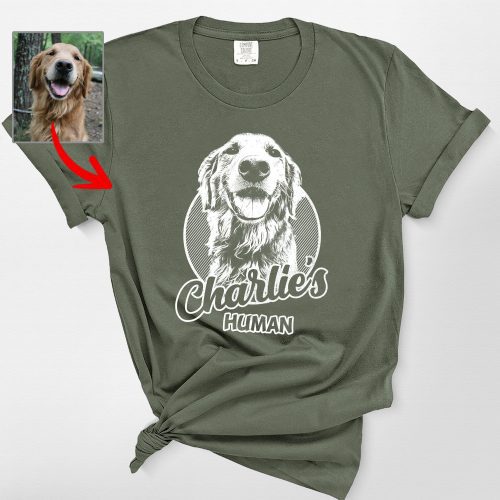 Sketch Style Comfort Colors T-Shirt with Custom Dog Photo for Dog Lovers - Pawarts