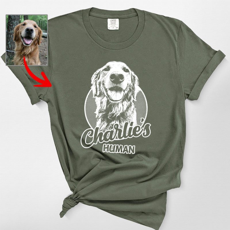 Sketch Style Comfort Colors T-Shirt with Custom Dog Photo for Dog Lovers - Pawarts