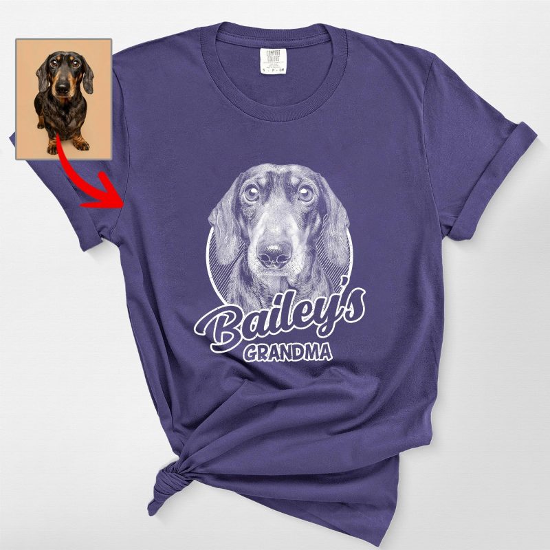 Sketch Style Comfort Colors T-Shirt with Custom Dog Photo for Dog Lovers - Pawarts