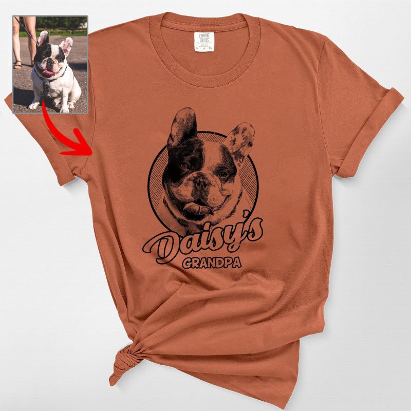 Sketch Style Comfort Colors T-Shirt with Custom Dog Photo for Dog Lovers - Pawarts