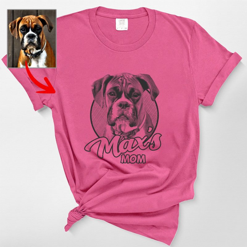 Sketch Style Comfort Colors T-Shirt with Custom Dog Photo for Dog Lovers - Pawarts